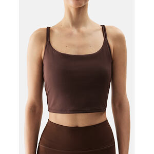 Dámský crop top na jógu z recyklovaných materiálů 4F - hnědý
