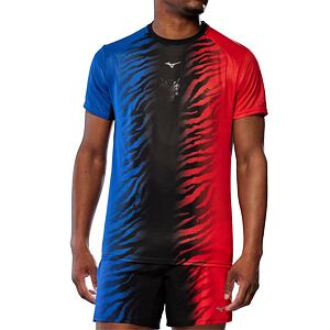 Pánské funkční triko Mizuno DryAeroFlow Graphic Tee – červenomodré (Oni Red/Oni Blue)