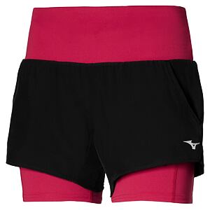 Dámské bežecké kraťasy 2 in 1 Mizuno 4.5 - černá/perská červená