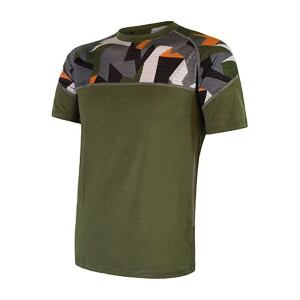 SENSOR MERINO IMPRESS pánské triko kr.rukáv safari/camo velikost L