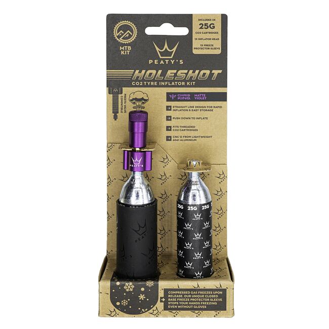 PEATY'S HOLESHOT CO2 PUMPA + BOMBIČKY 2 KS - MTB (25G) - VIOLET (PPR-HTI-MTB-VLT-12)