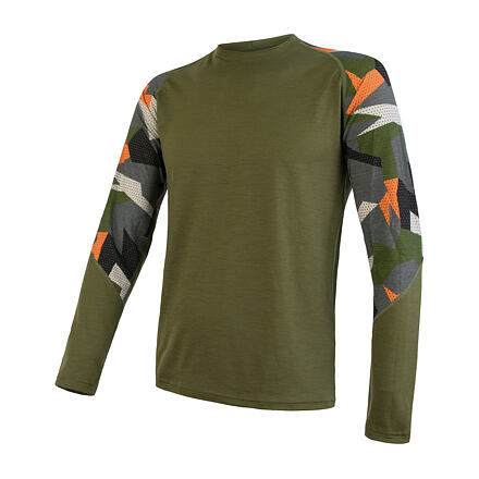 SENSOR MERINO IMPRESS pánské triko dl.rukáv safari/camo velikost XXL