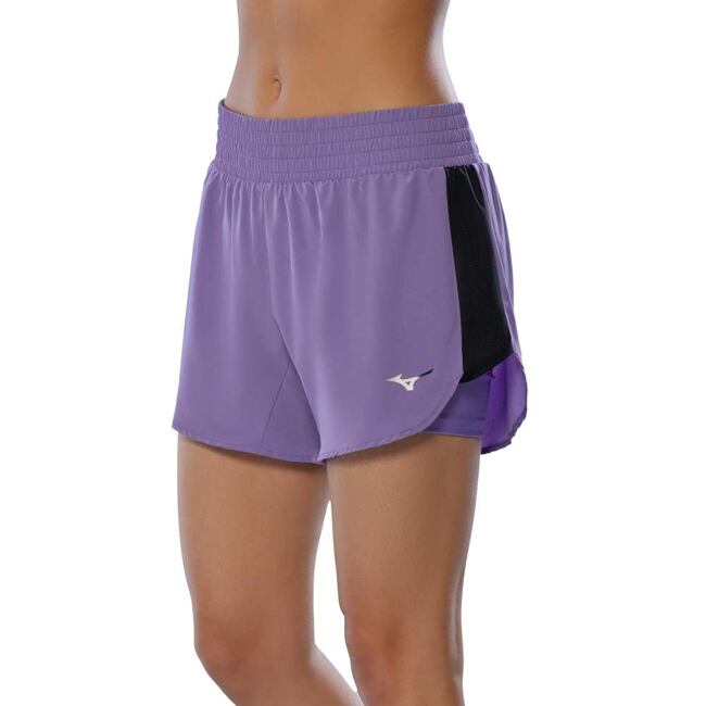 Dámské běžecké šortky Mizuno 2in1 4.5 – fialové (Paisley Purple)