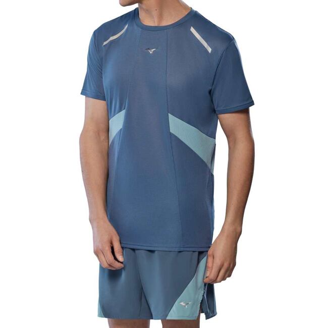 Pánské funkční triko Mizuno DryAeroFlow Tee – modré (Vintage Indigo)
