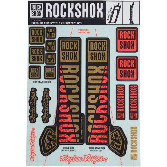 Cyklistické samolepky Rockshox Decal Kit Tld 35mm Gold/Orange