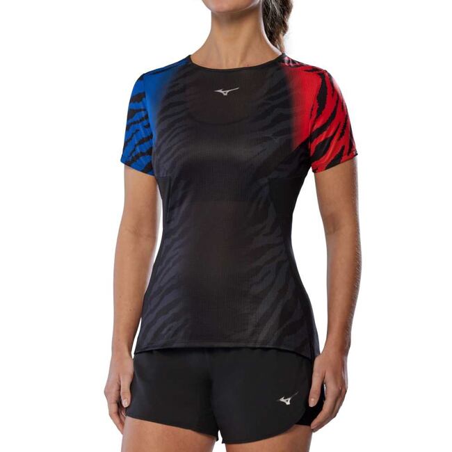 Dámské funkční tričko Mizuno DryAeroFlow Graphic – červeno-modré