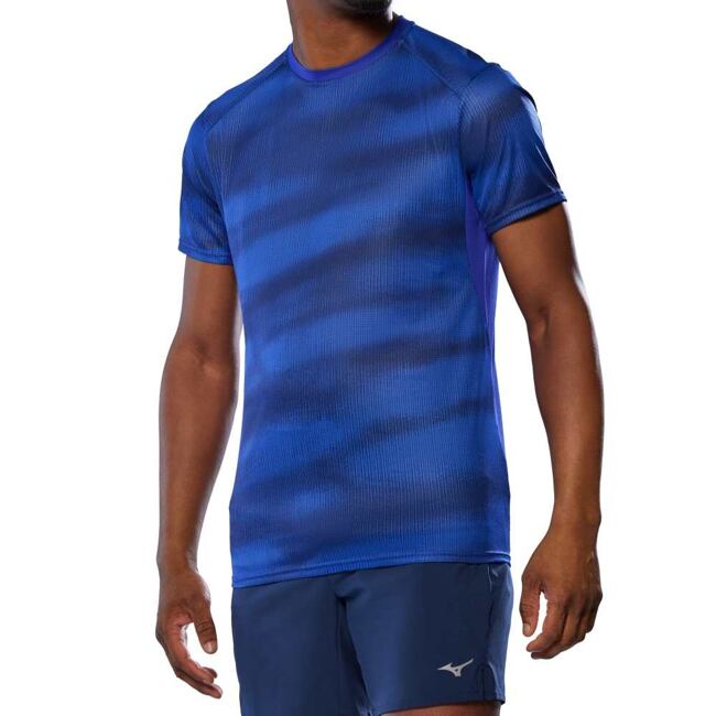 Pánské funkční triko Mizuno DryAeroFlow Graphic Tee – modré (Reflexblue)
