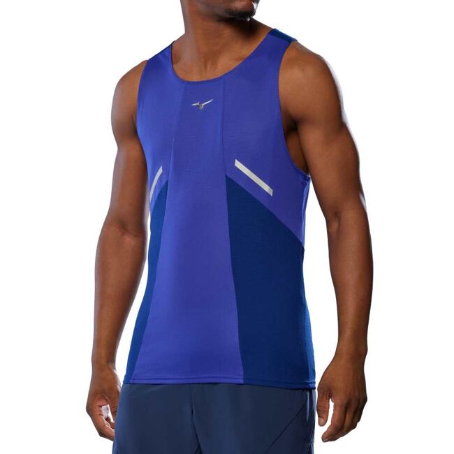 Pánský funkční nátělník Mizuno DryAeroFlow Tank – modrý Reflexblue