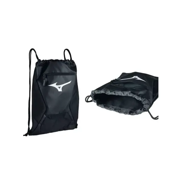 Sportovní vak s kapsou na zip Mizuno Zip Drawbag – černý