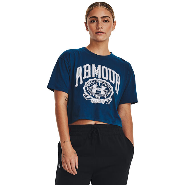 Dámske tričko Under Armour Collegiate Crest Crop SS