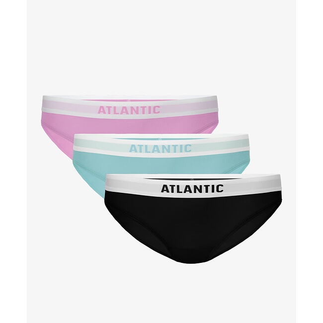 Dámské kalhotky Bikini ATLANTIC 3Pack - fialová/zelená/černá