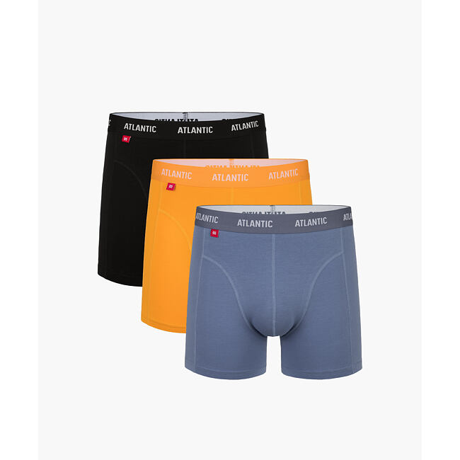 Pánské boxerky ATLANTIC Comfort 3Pack - černé/žluté/šedé