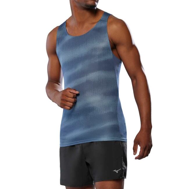 Pánský funkční nátělník Mizuno DryAeroFlow Graphic Tank – šedý (Citadel)